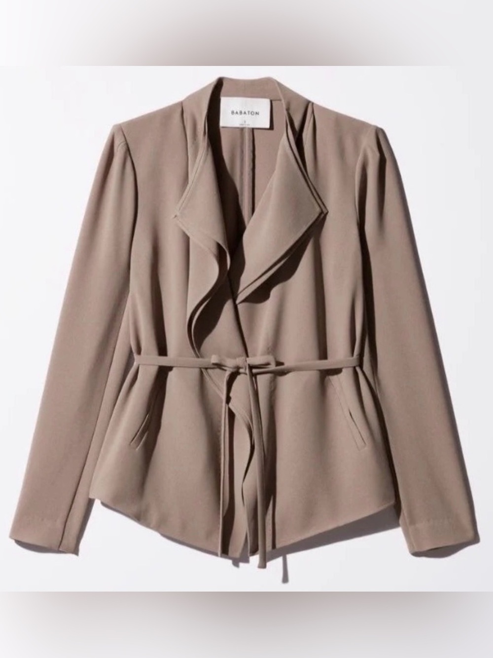 Babaton Taupe Belted Draped Blazer